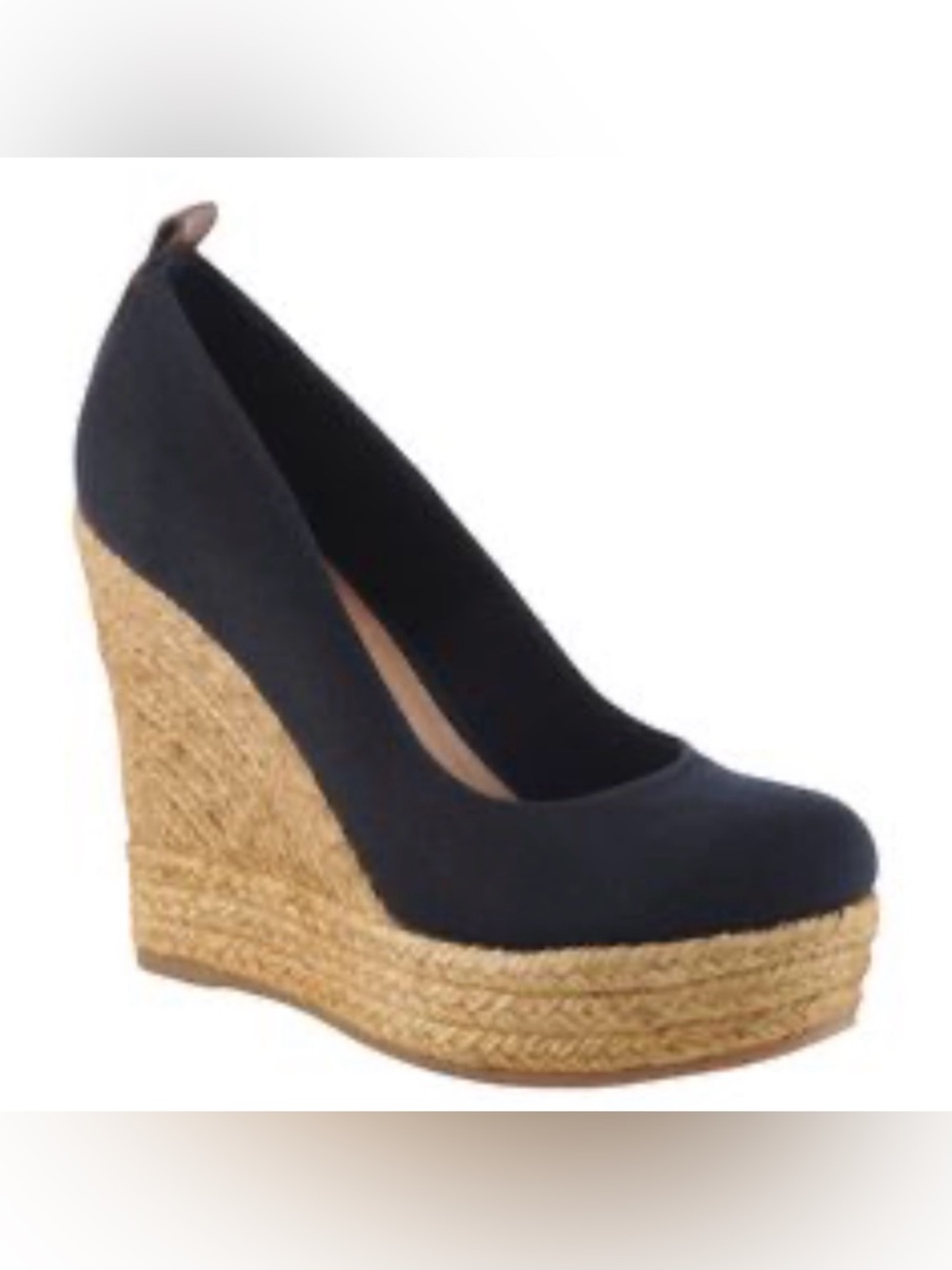 Free Press Black Fabric Wedge Pump Heel Platform Espadrille 6.5